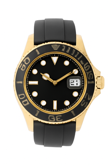 Wristwatch Black Dial Gold Flex Band